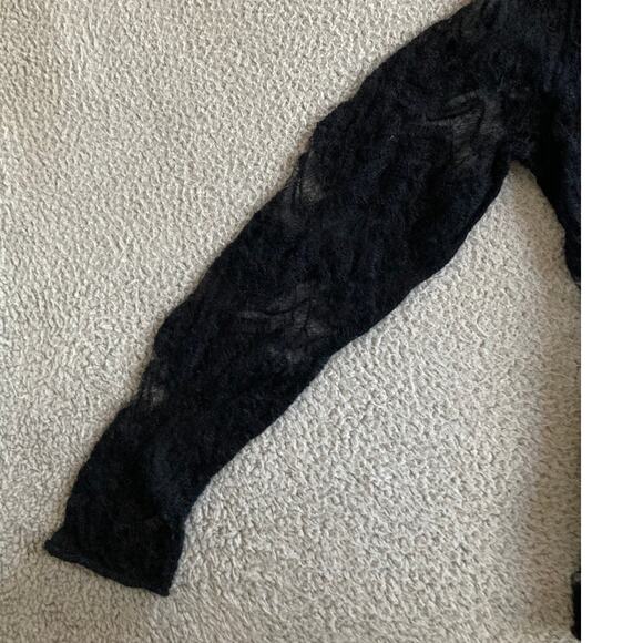 Eileen Fisher Cardigan Small Mohair Wool Open Knit Crochet Sheer Black Classic - Picture 6 of 16